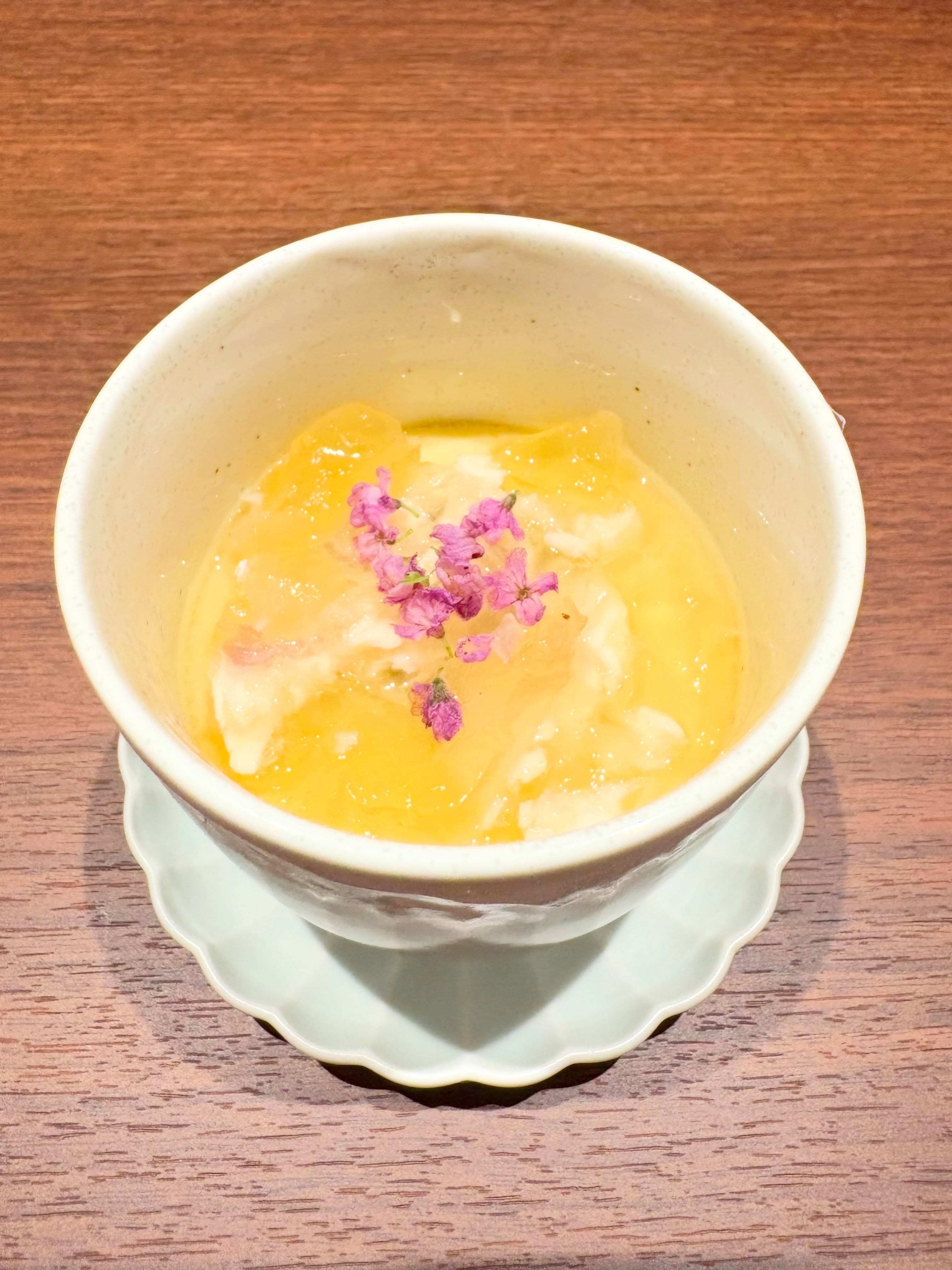 本日のおすすめ追加料理・茄子と鯛の煮こごりの冷製茶わん蒸し